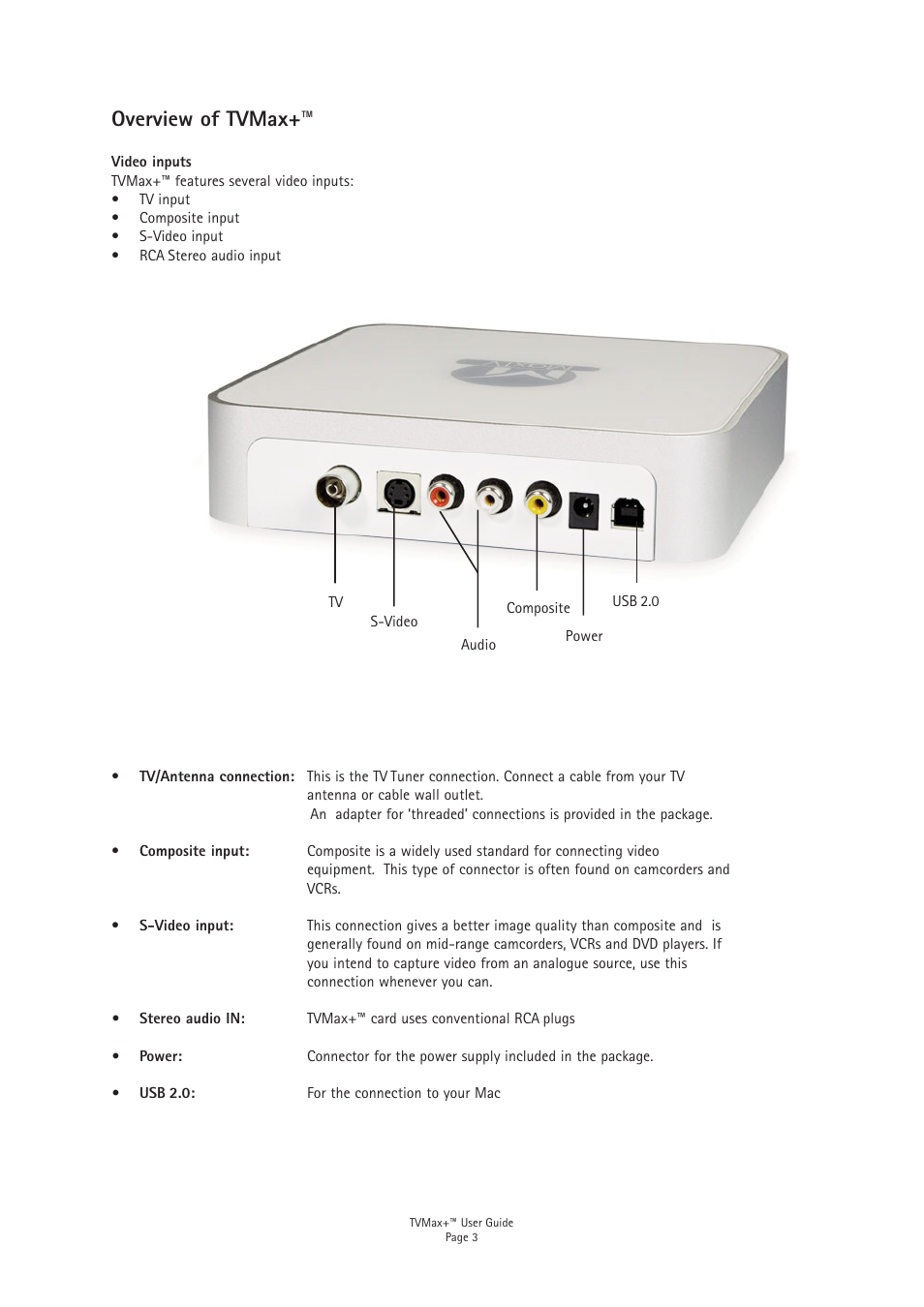 Overview of tvmax | Miglia Technology TV Max+ User Manual | Page 5 / 46