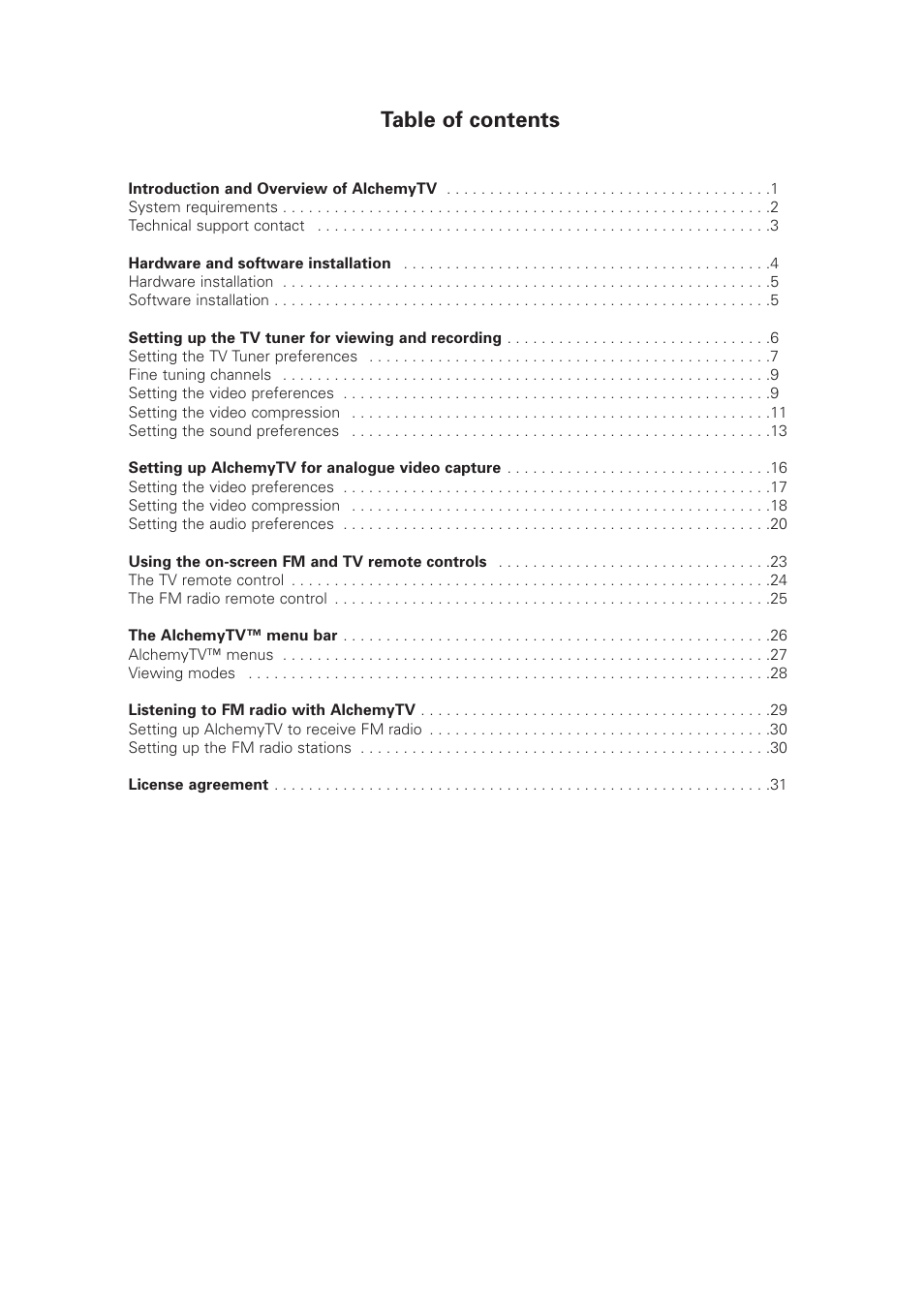 Miglia Technology Alchemy TV User Manual | Page 2 / 34