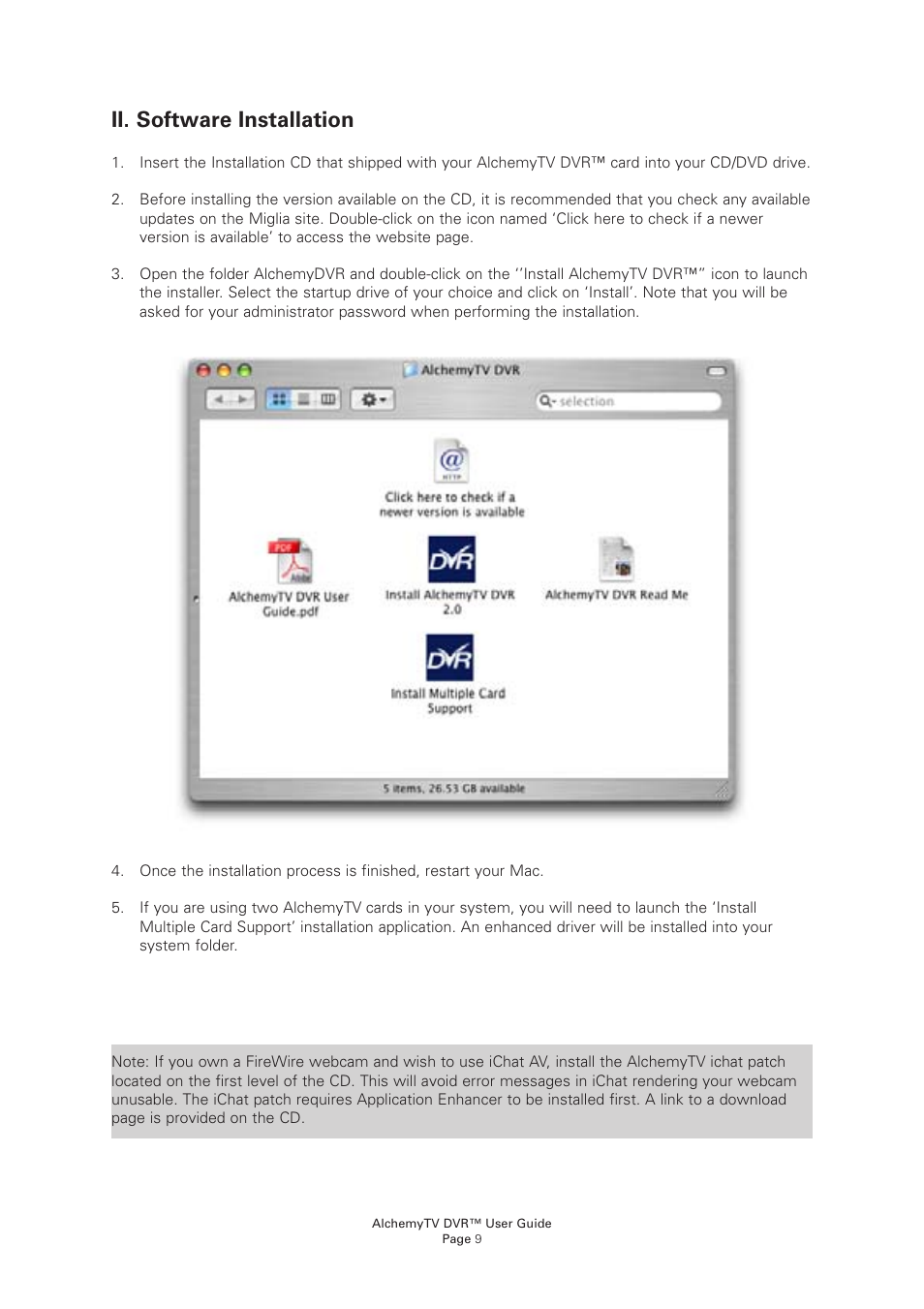 Ii. software installation | Miglia Technology AlchemyTV DVR User Manual | Page 11 / 55