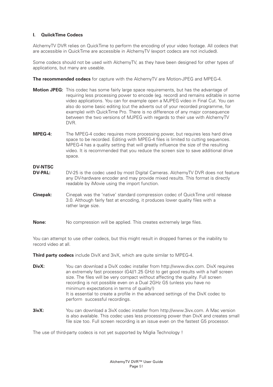 Miglia Technology AlchemyTV DVR User Manual | Page 53 / 55