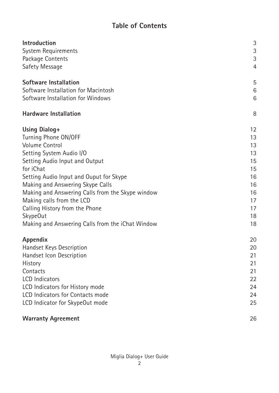 Miglia Technology Dialog Plus Cordless Phone User Manual | Page 2 / 26