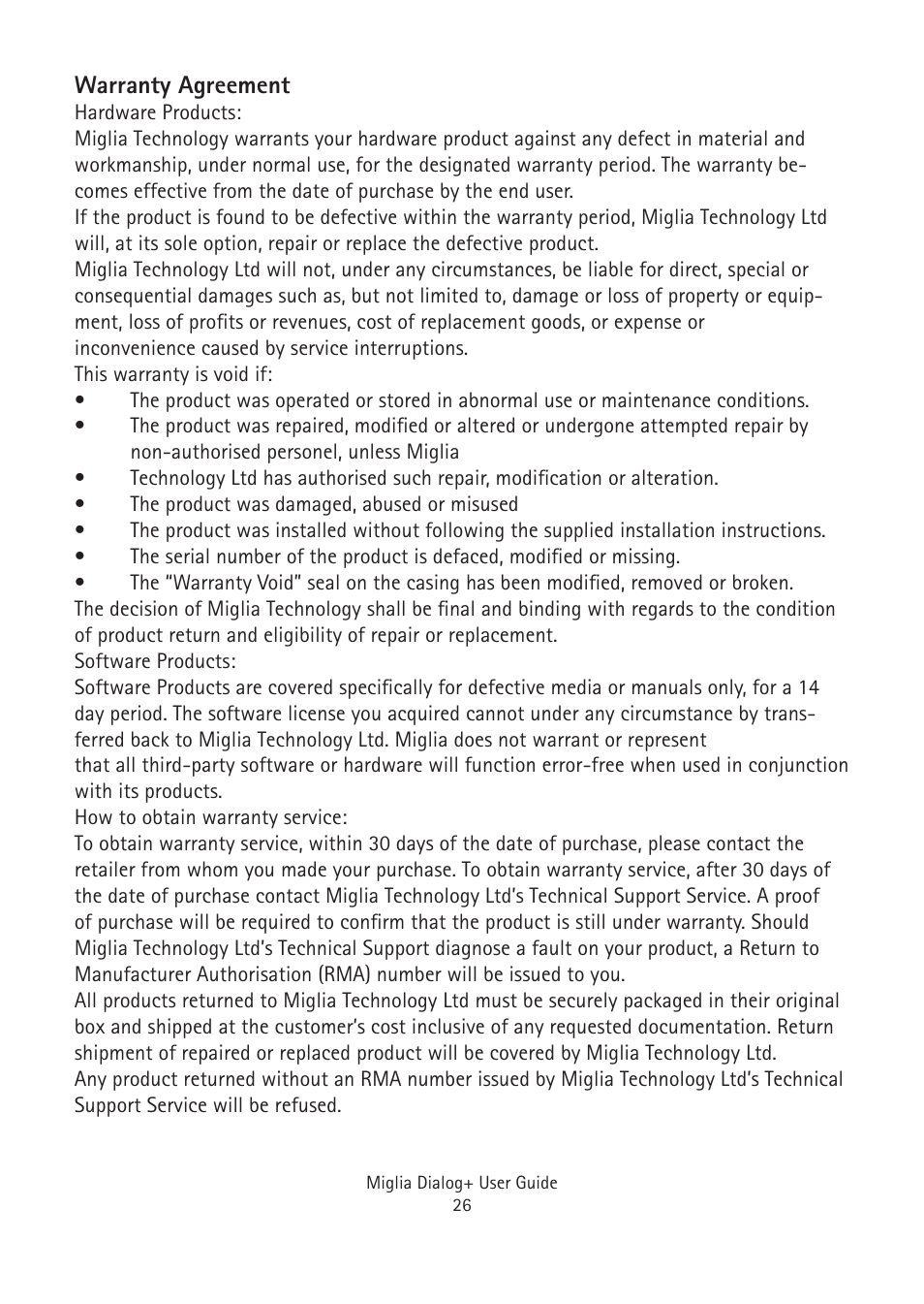 Miglia Technology Dialog Plus Cordless Phone User Manual | Page 26 / 26