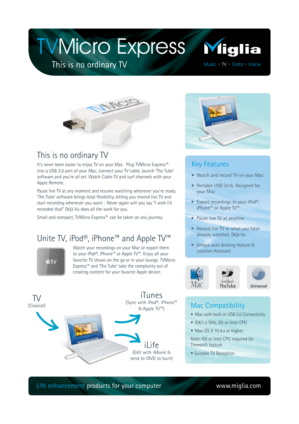 Miglia Technology TV Micro Express User Manual | 2 pages