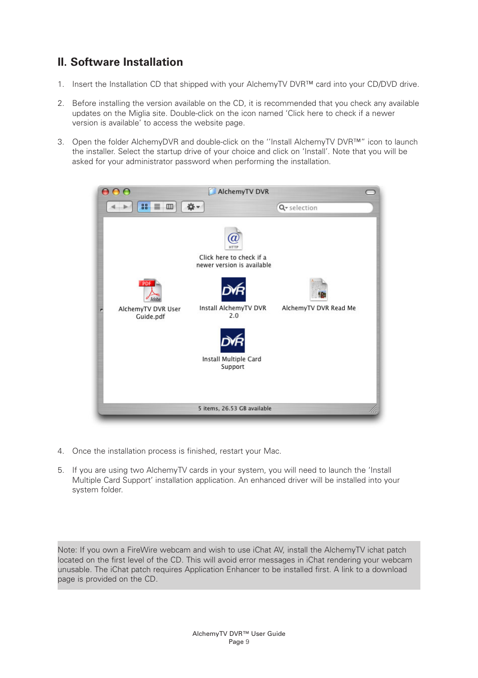 Ii. software installation | Miglia Technology AlchemyTV User Manual | Page 11 / 56