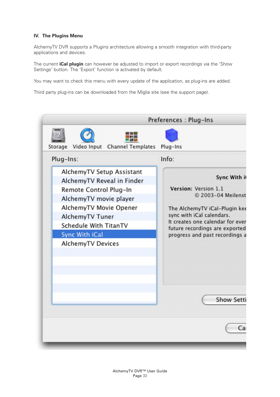 Miglia Technology AlchemyTV User Manual | Page 35 / 56