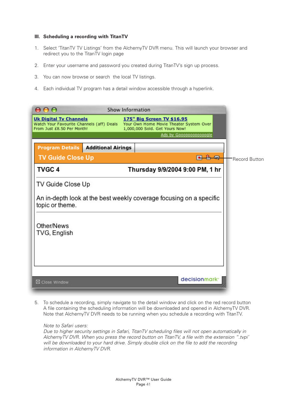 Miglia Technology AlchemyTV User Manual | Page 43 / 56