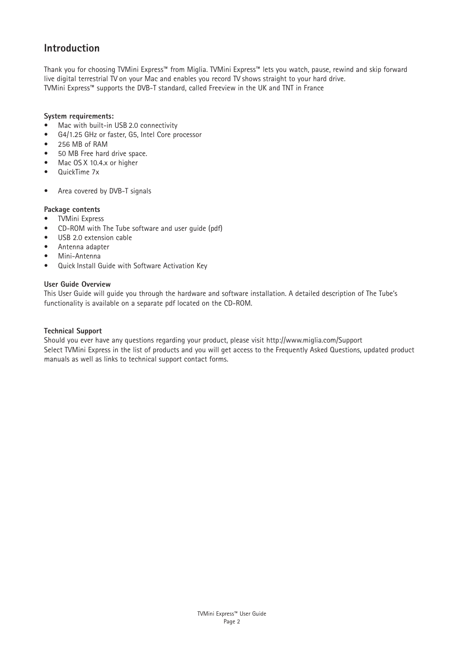 Introduction | Miglia Technology TVMini Express Adapter User Manual | Page 4 / 10