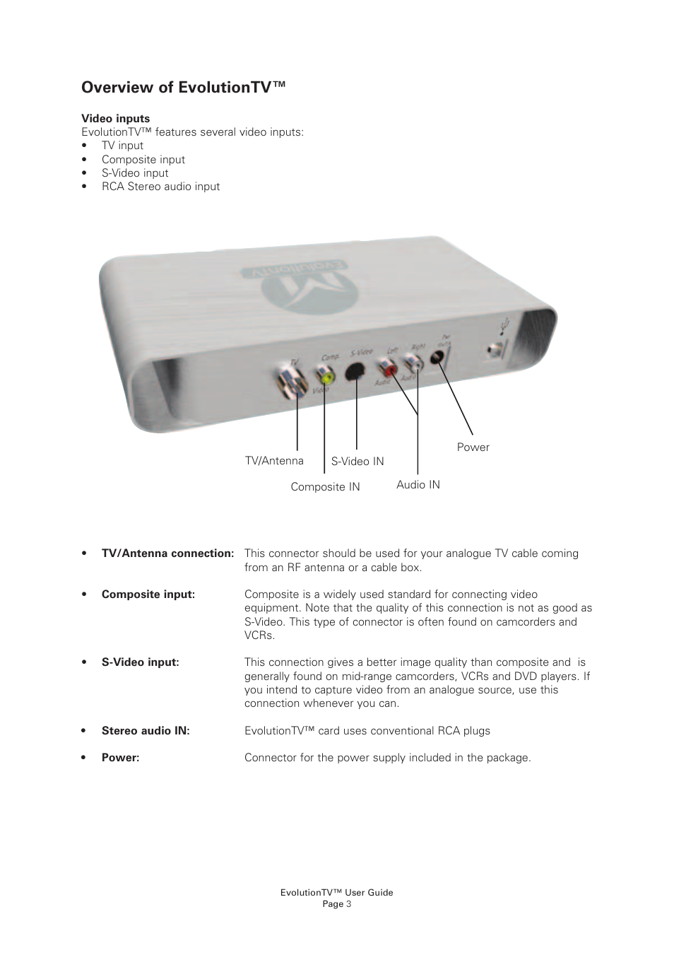 Overview of evolutiontv | Miglia Technology EvolutionTV User Manual | Page 5 / 47