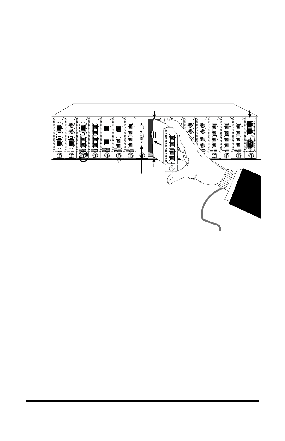 Step 3: install the line card, Install the line card, Radiance sonet single interface line cards 7 | Card guide | METRObility Optical Systems Radiance Sonet Single Interface Line Cards R125-34 User Manual | Page 7 / 16