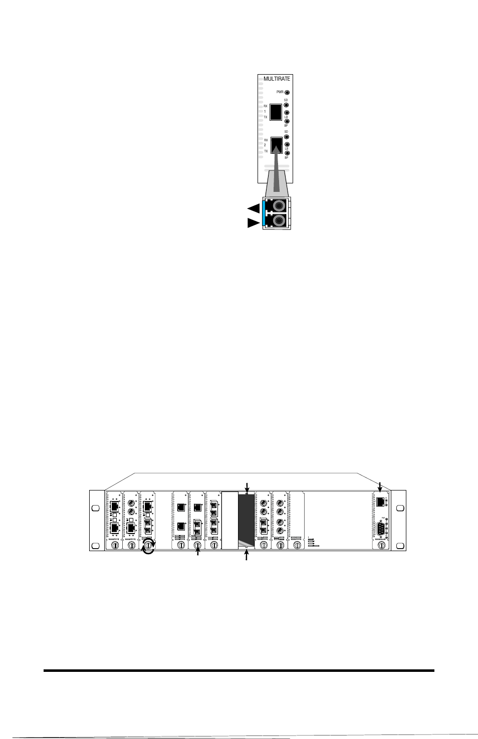 Install the line card, 12 installation guide, Rx tx | Card guide, Multirate, Sec lk at | METRObility Optical Systems R380-SS User Manual | Page 12 / 36