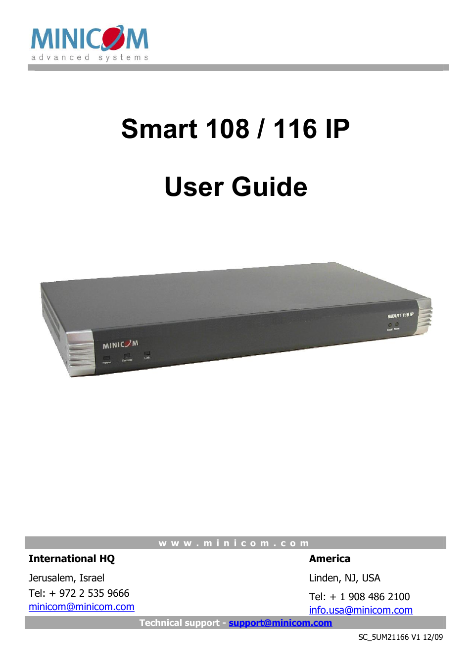 Minicom Advanced Systems Minicom Smart 116 IP User Manual | 62 pages