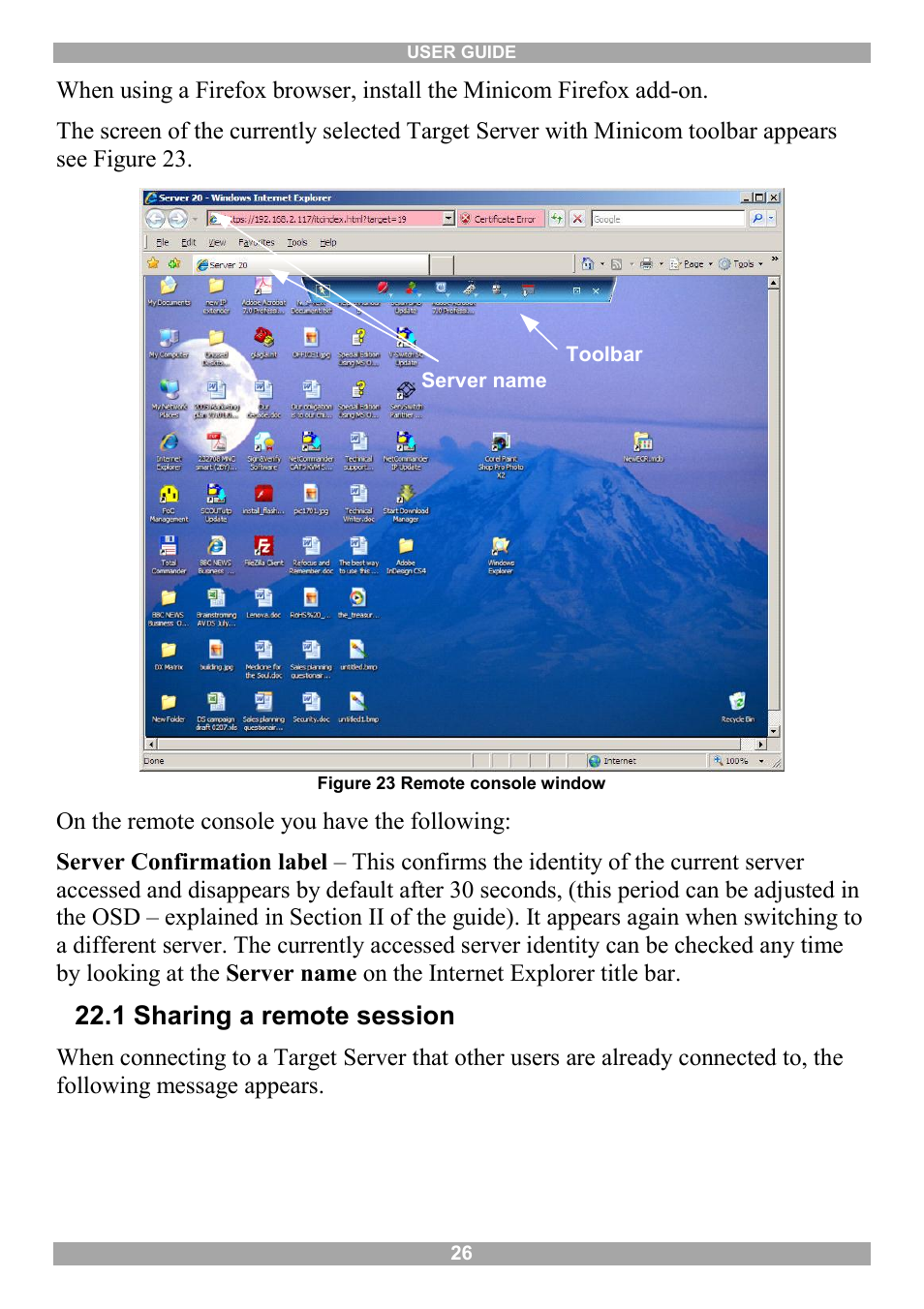 1 sharing a remote session | Minicom Advanced Systems Minicom Smart 116 IP User Manual | Page 27 / 62