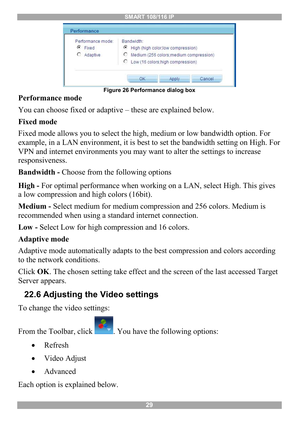 6 adjusting the video settings | Minicom Advanced Systems Minicom Smart 116 IP User Manual | Page 30 / 62