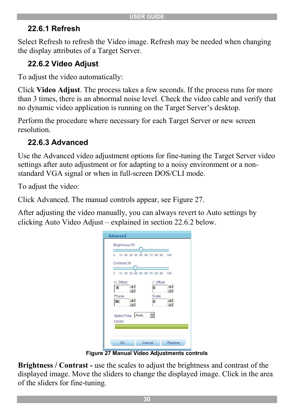 1 refresh, 2 video adjust, 3 advanced | Minicom Advanced Systems Minicom Smart 116 IP User Manual | Page 31 / 62