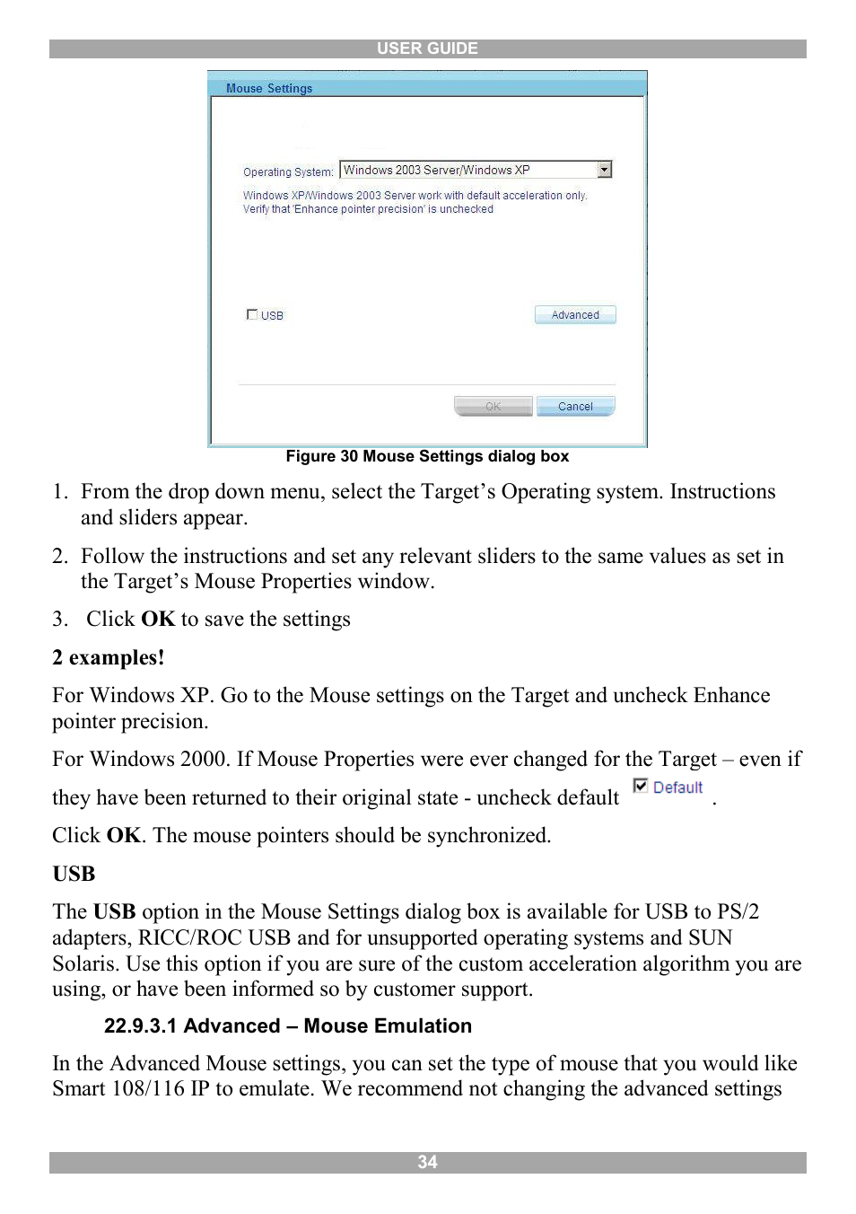 1 advanced – mouse emulation | Minicom Advanced Systems Minicom Smart 116 IP User Manual | Page 35 / 62