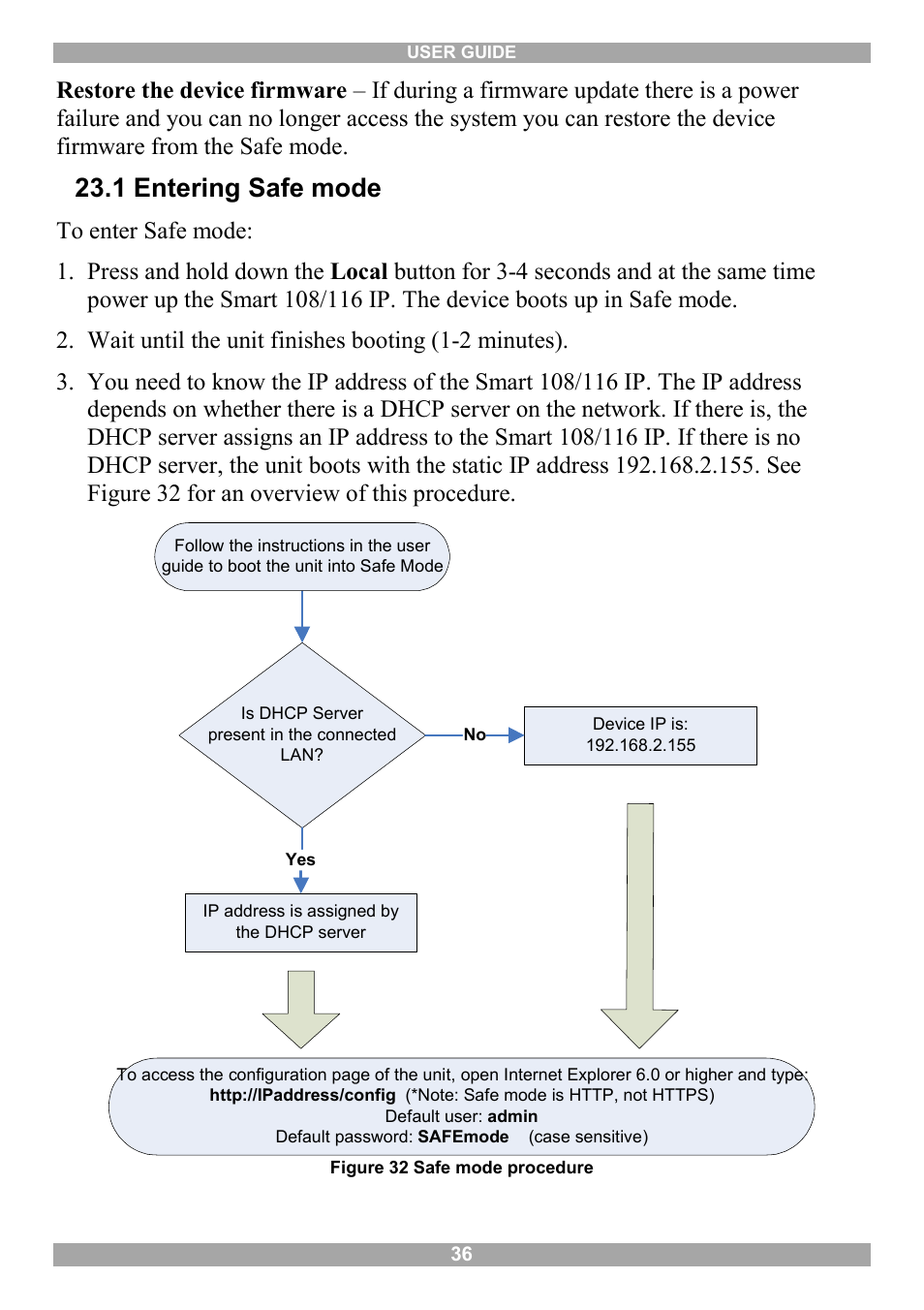 1 entering safe mode | Minicom Advanced Systems Minicom Smart 116 IP User Manual | Page 37 / 62