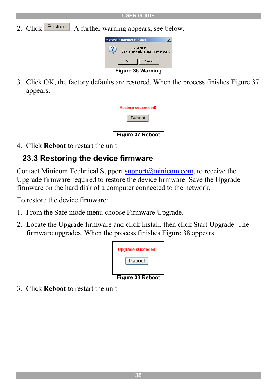 3 restoring the device firmware | Minicom Advanced Systems Minicom Smart 116 IP User Manual | Page 39 / 62