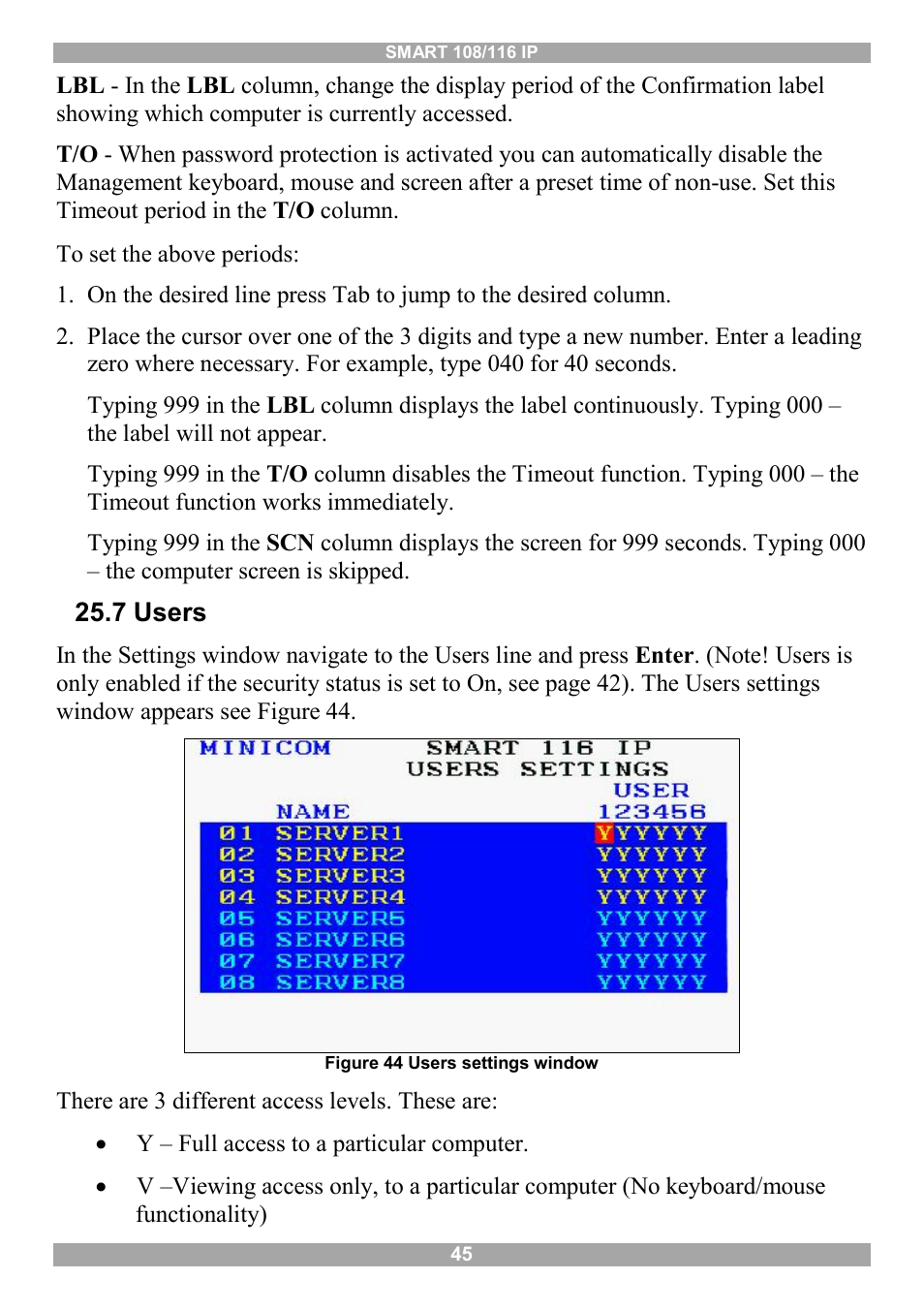 7 users | Minicom Advanced Systems Minicom Smart 116 IP User Manual | Page 46 / 62