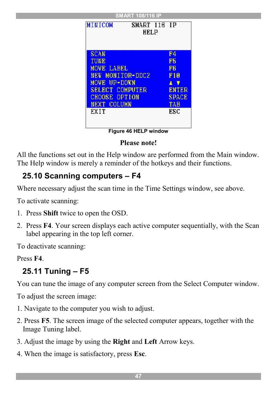 10 scanning computers – f4, 11 tuning – f5 | Minicom Advanced Systems Minicom Smart 116 IP User Manual | Page 48 / 62