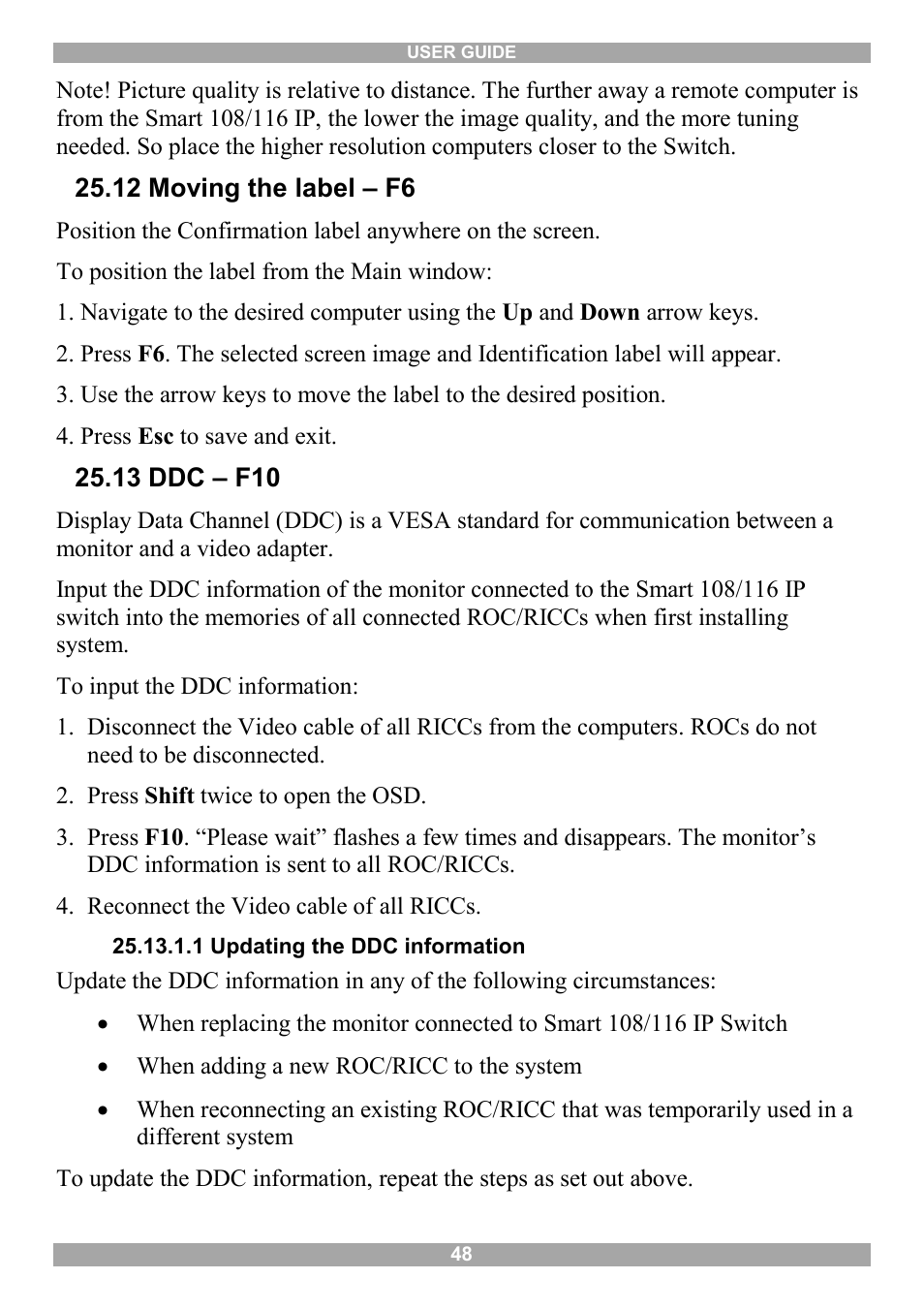 12 moving the label – f6, 13 ddc – f10 | Minicom Advanced Systems Minicom Smart 116 IP User Manual | Page 49 / 62