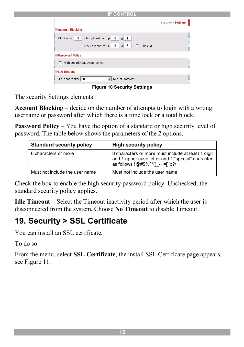 Security > ssl certificate | Minicom Advanced Systems IP Control User Manual | Page 16 / 33