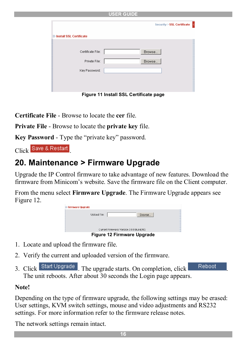 Maintenance > firmware upgrade | Minicom Advanced Systems IP Control User Manual | Page 17 / 33