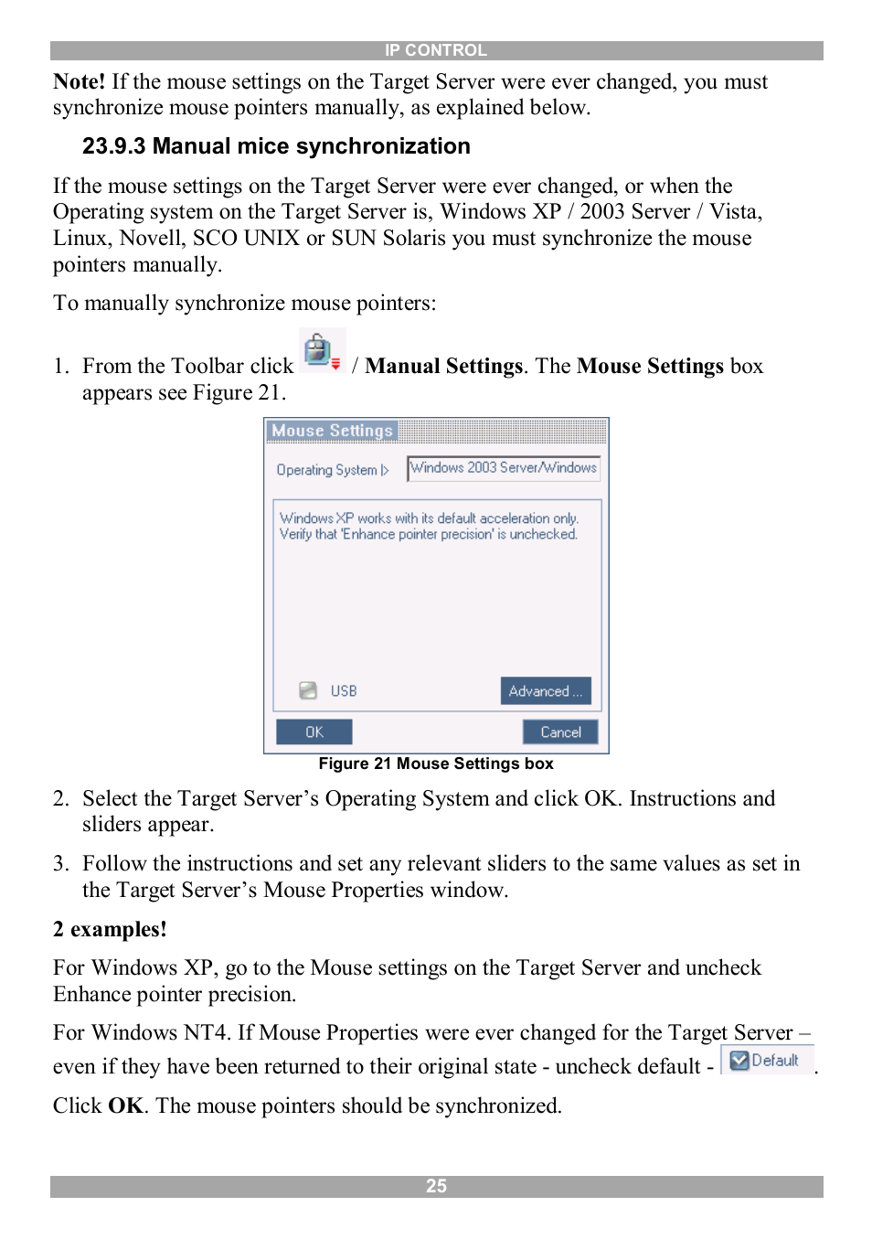3 manual mice synchronization | Minicom Advanced Systems IP Control User Manual | Page 26 / 33