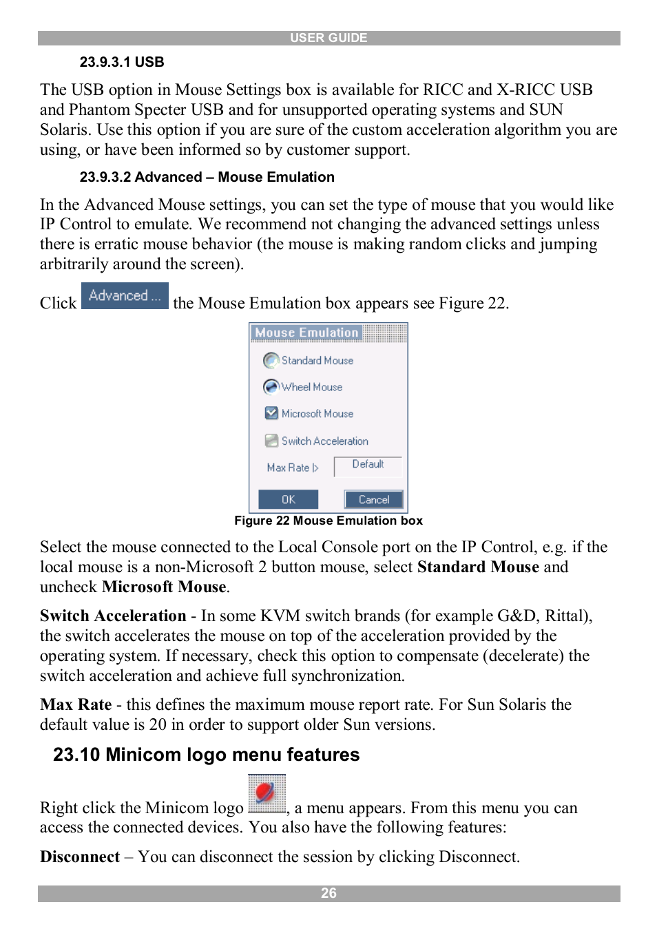 10 minicom logo menu features | Minicom Advanced Systems IP Control User Manual | Page 27 / 33