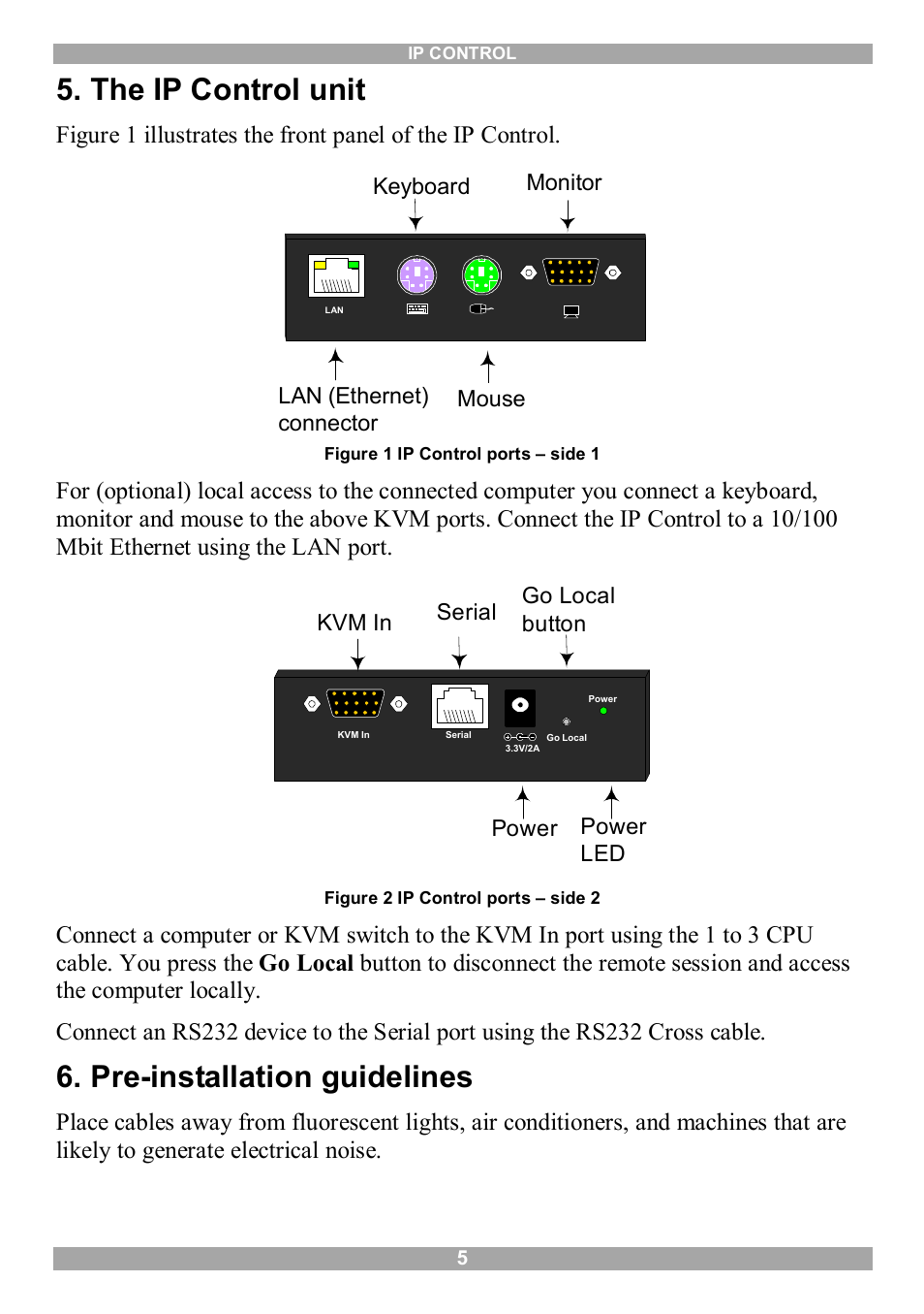 The ip control unit, Pre-installation guidelines | Minicom Advanced Systems IP Control User Manual | Page 6 / 33