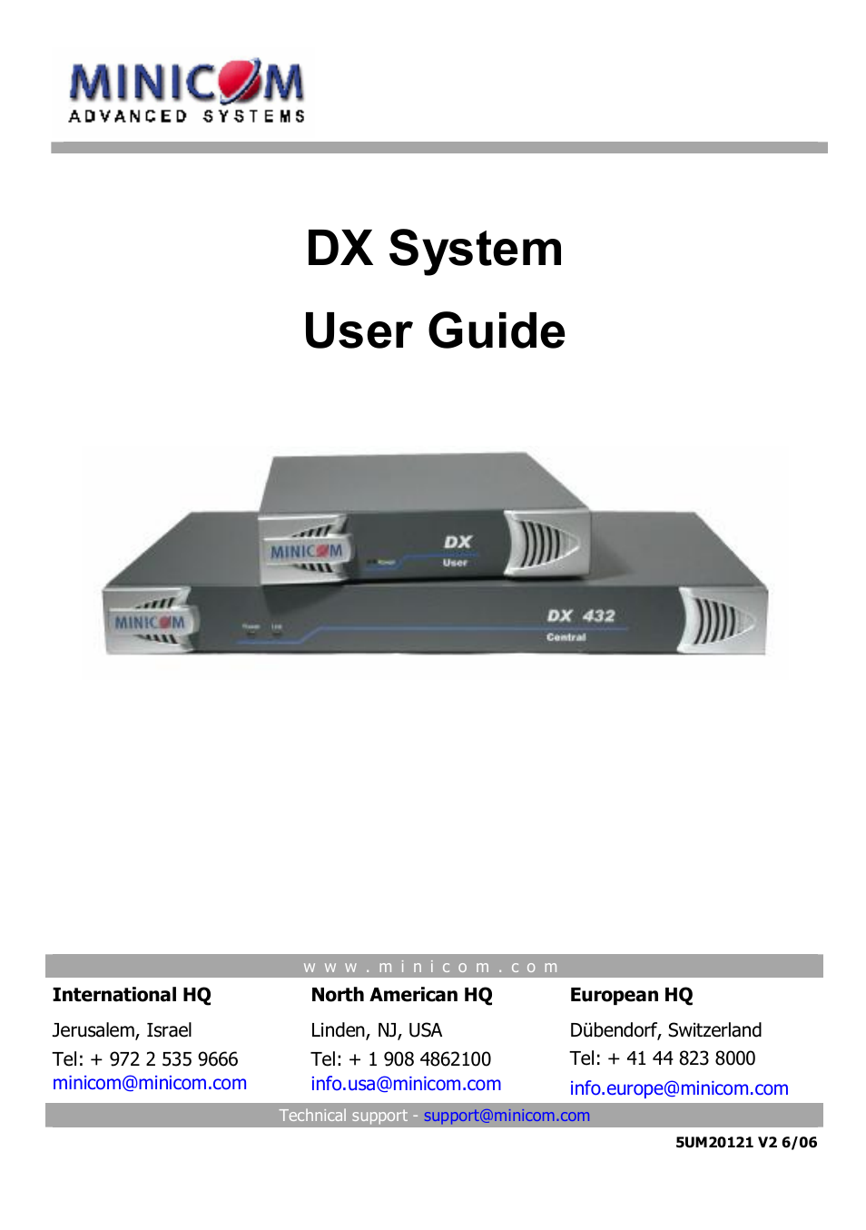 Minicom Advanced Systems DX System User Manual | 72 pages