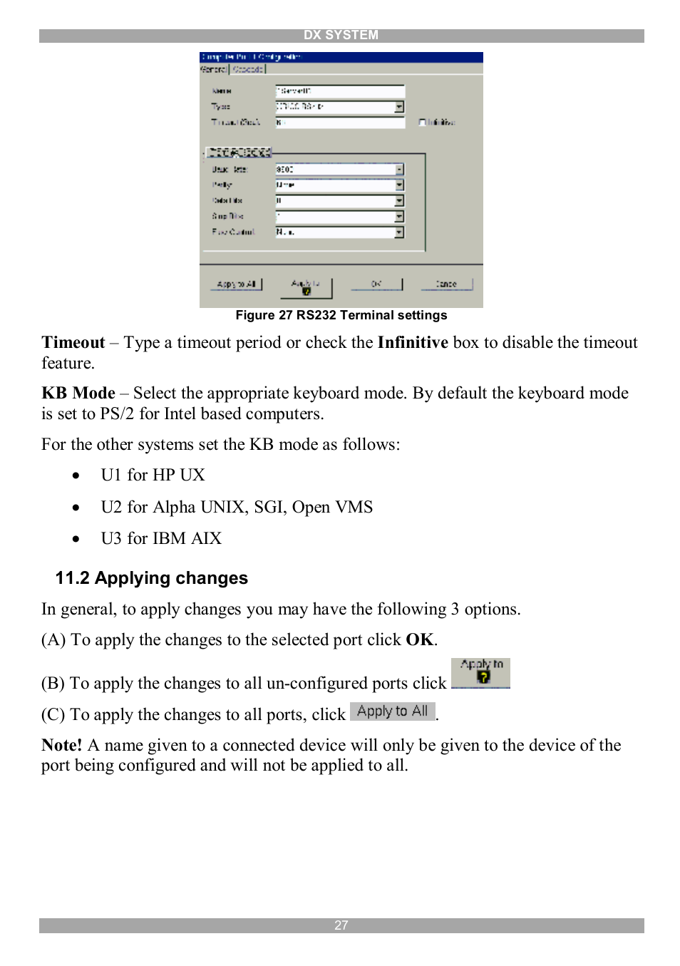 2 applying changes | Minicom Advanced Systems DX System User Manual | Page 28 / 72