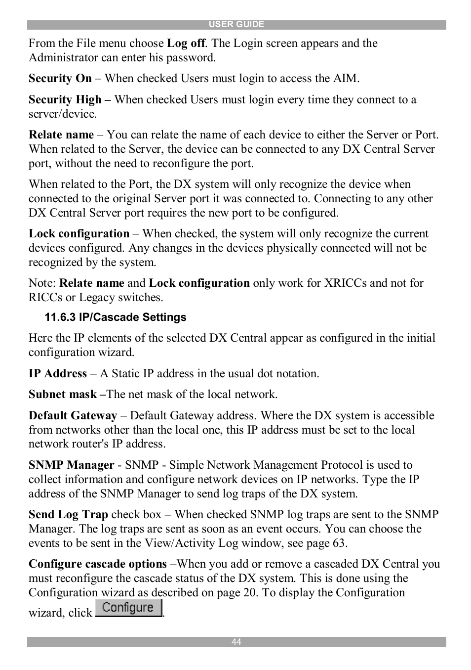 Minicom Advanced Systems DX System User Manual | Page 45 / 72