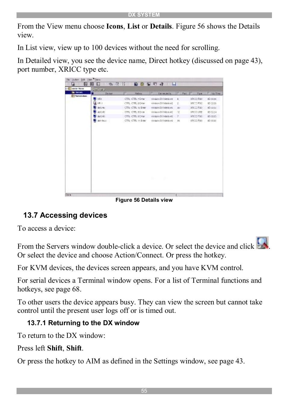 7 accessing devices | Minicom Advanced Systems DX System User Manual | Page 56 / 72