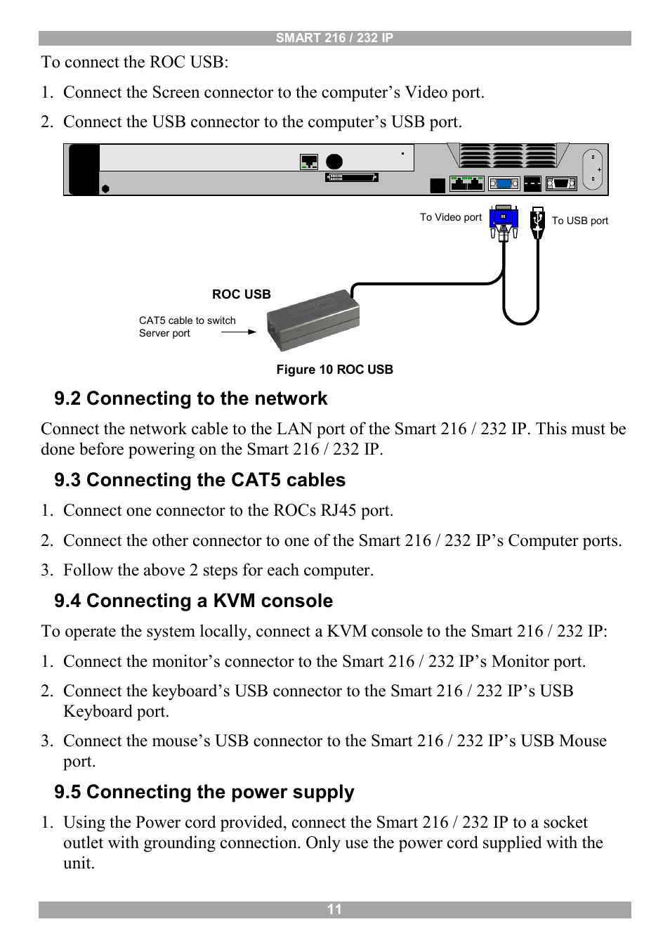 2 connecting to the network, 3 connecting the cat5 cables, 4 connecting a kvm console | 5 connecting the power supply | Minicom Advanced Systems Minicom Smart 216 User Manual | Page 12 / 50