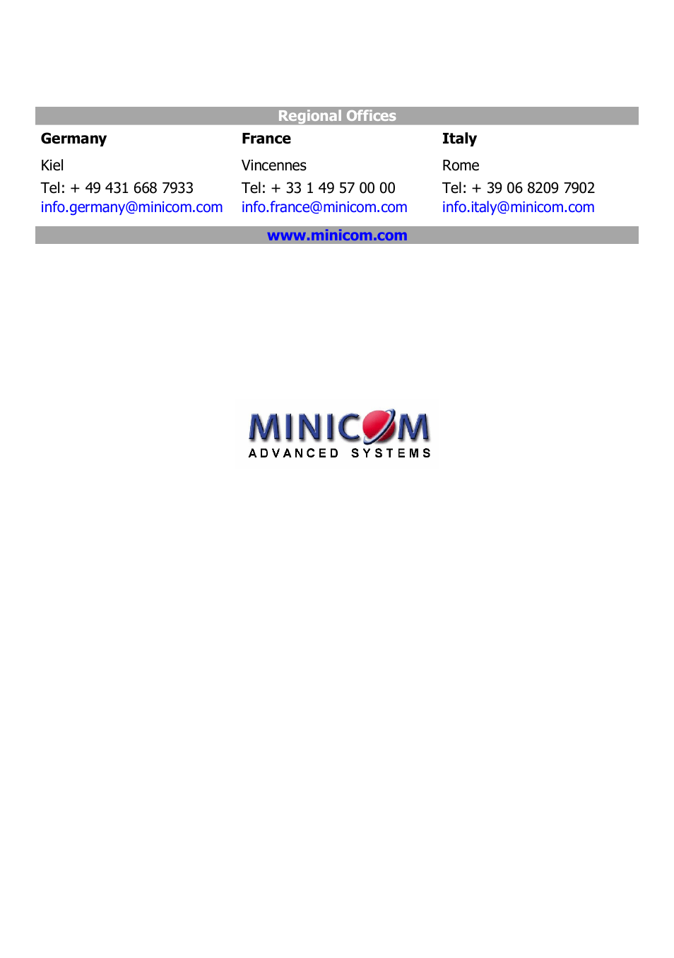 Minicom Advanced Systems 5UM70166 User Manual | Page 33 / 33