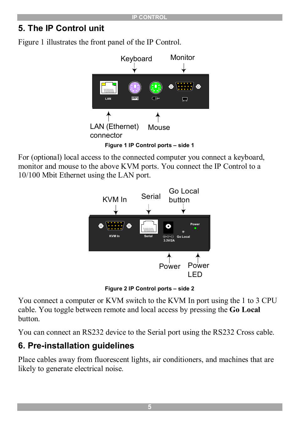 The ip control unit, Pre-installation guidelines | Minicom Advanced Systems 5UM70166 User Manual | Page 6 / 33