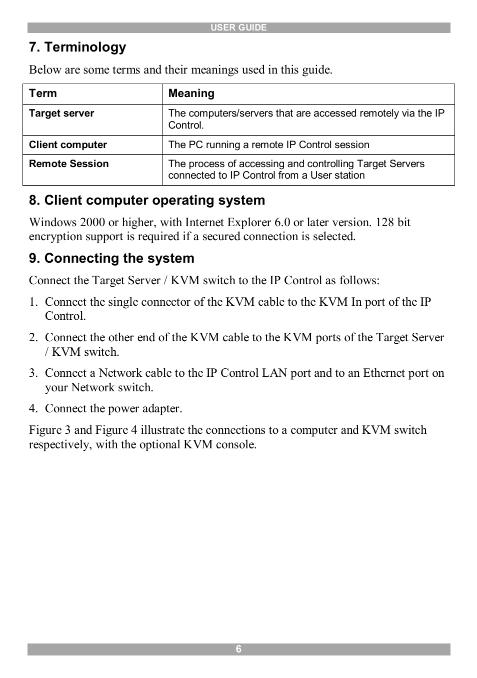 Terminology, Client computer operating system, Connecting the system | Minicom Advanced Systems 5UM70166 User Manual | Page 7 / 33
