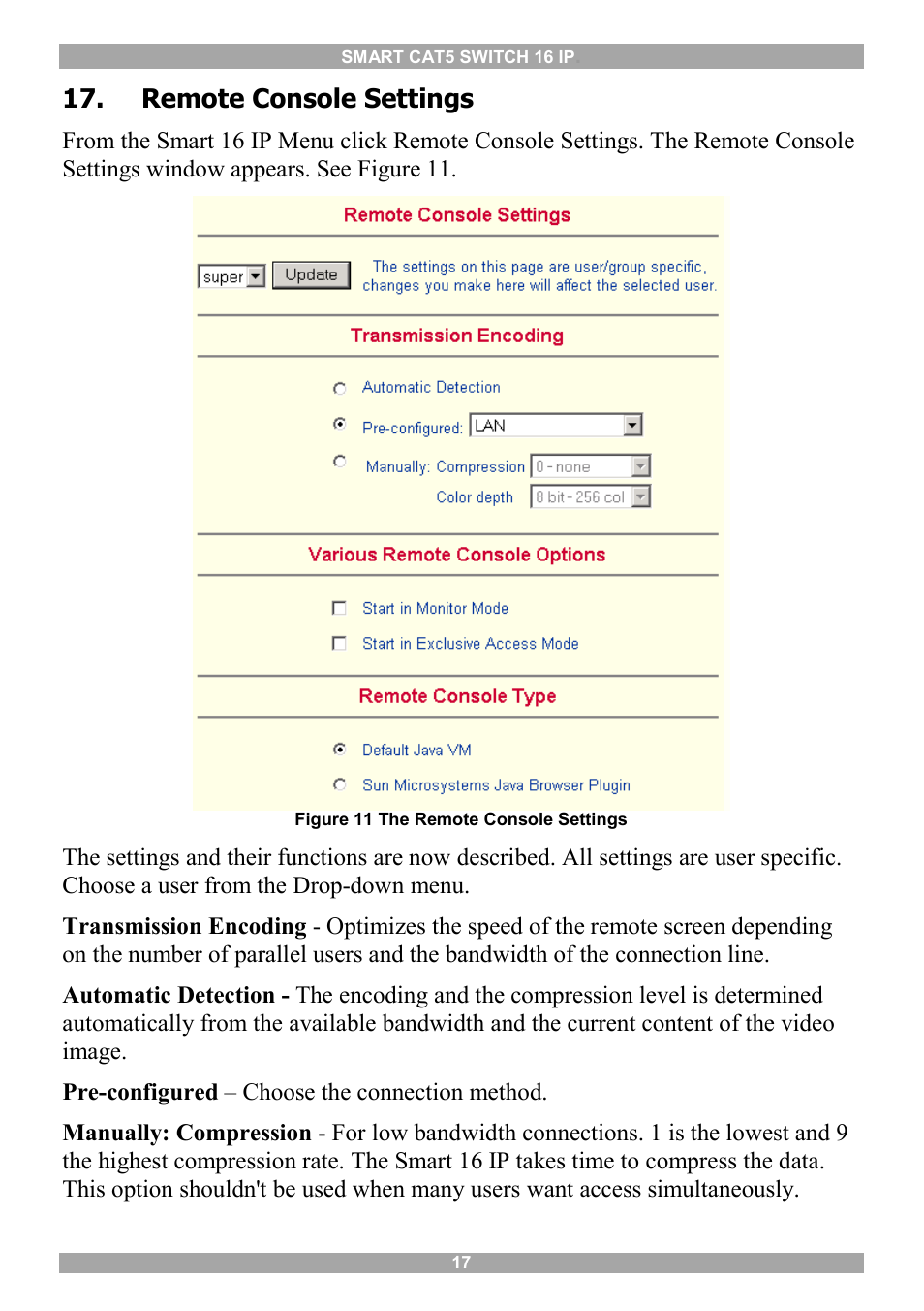 Remote console settings, Telnet console, 17 bel | Minicom Advanced Systems 5UM20114 User Manual | Page 18 / 87