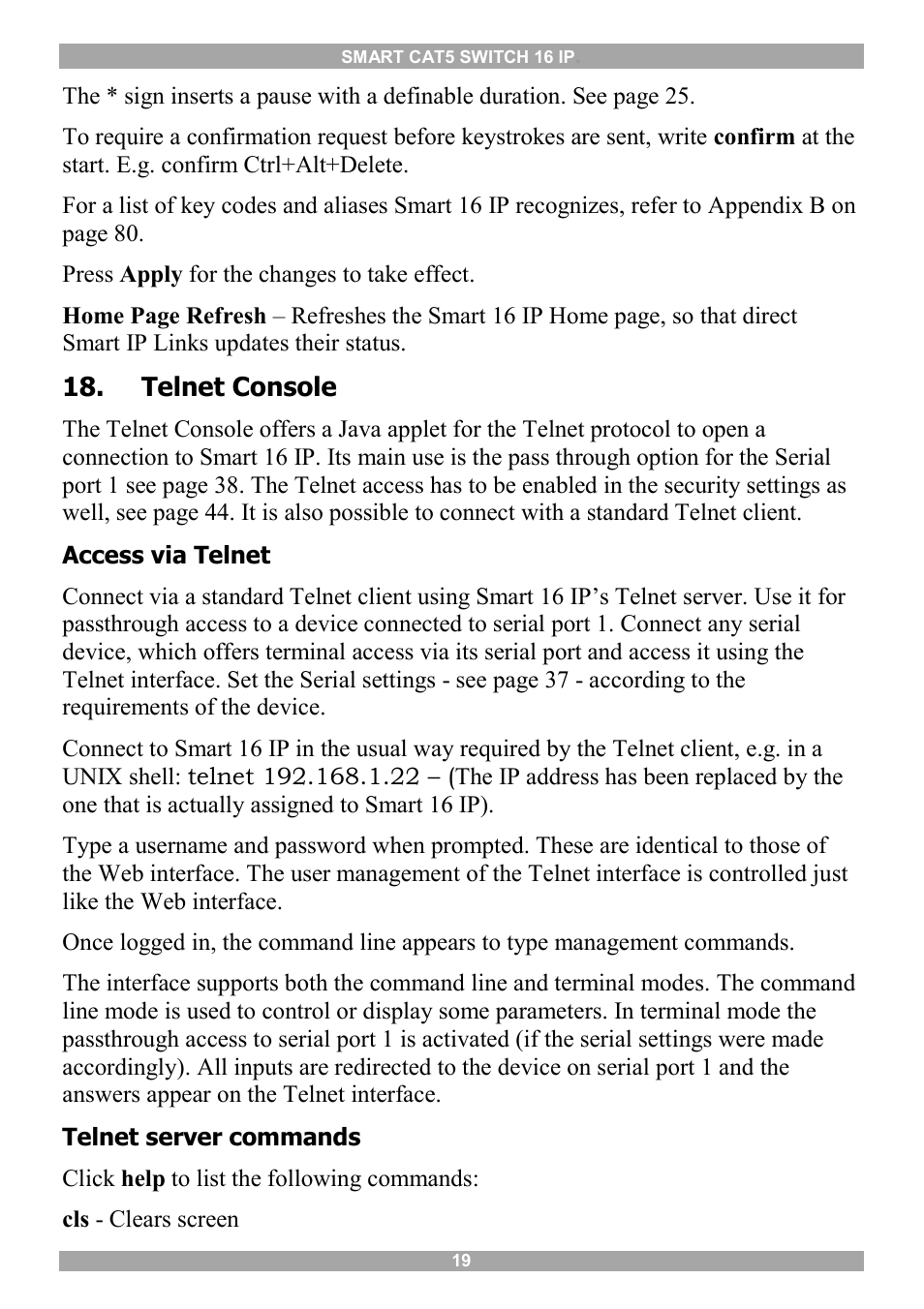 Telnet console, Status via ipmi | Minicom Advanced Systems 5UM20114 User Manual | Page 20 / 87