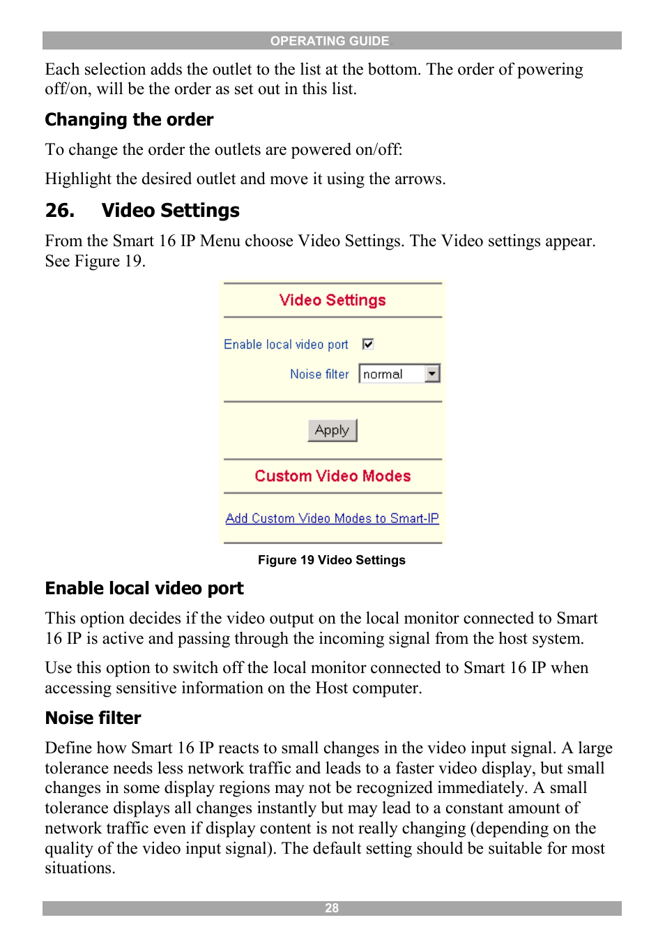 Video settings, User/group management | Minicom Advanced Systems 5UM20114 User Manual | Page 29 / 87