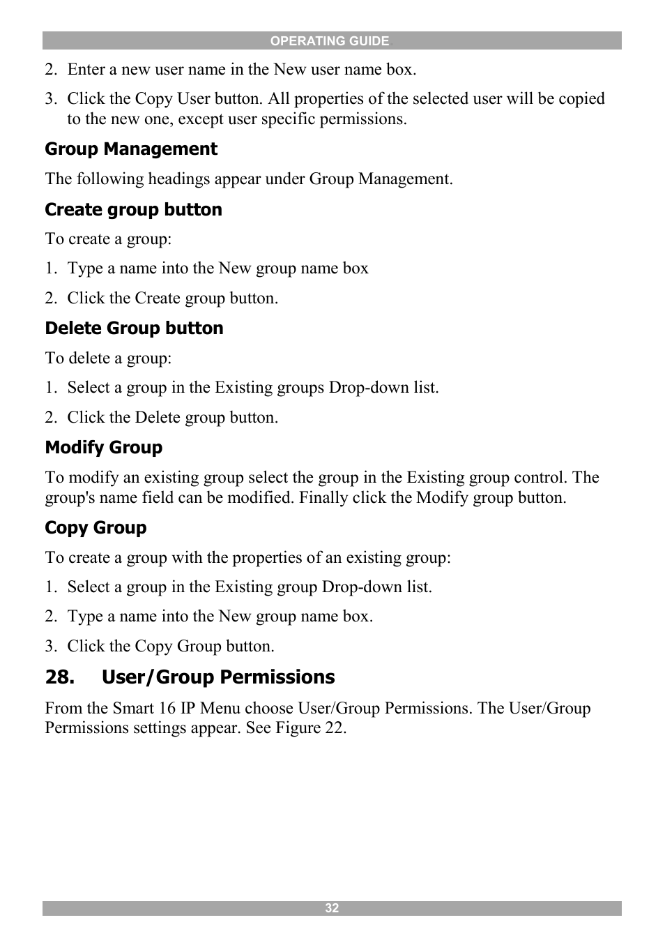 User/group permissions, Network settings | Minicom Advanced Systems 5UM20114 User Manual | Page 33 / 87