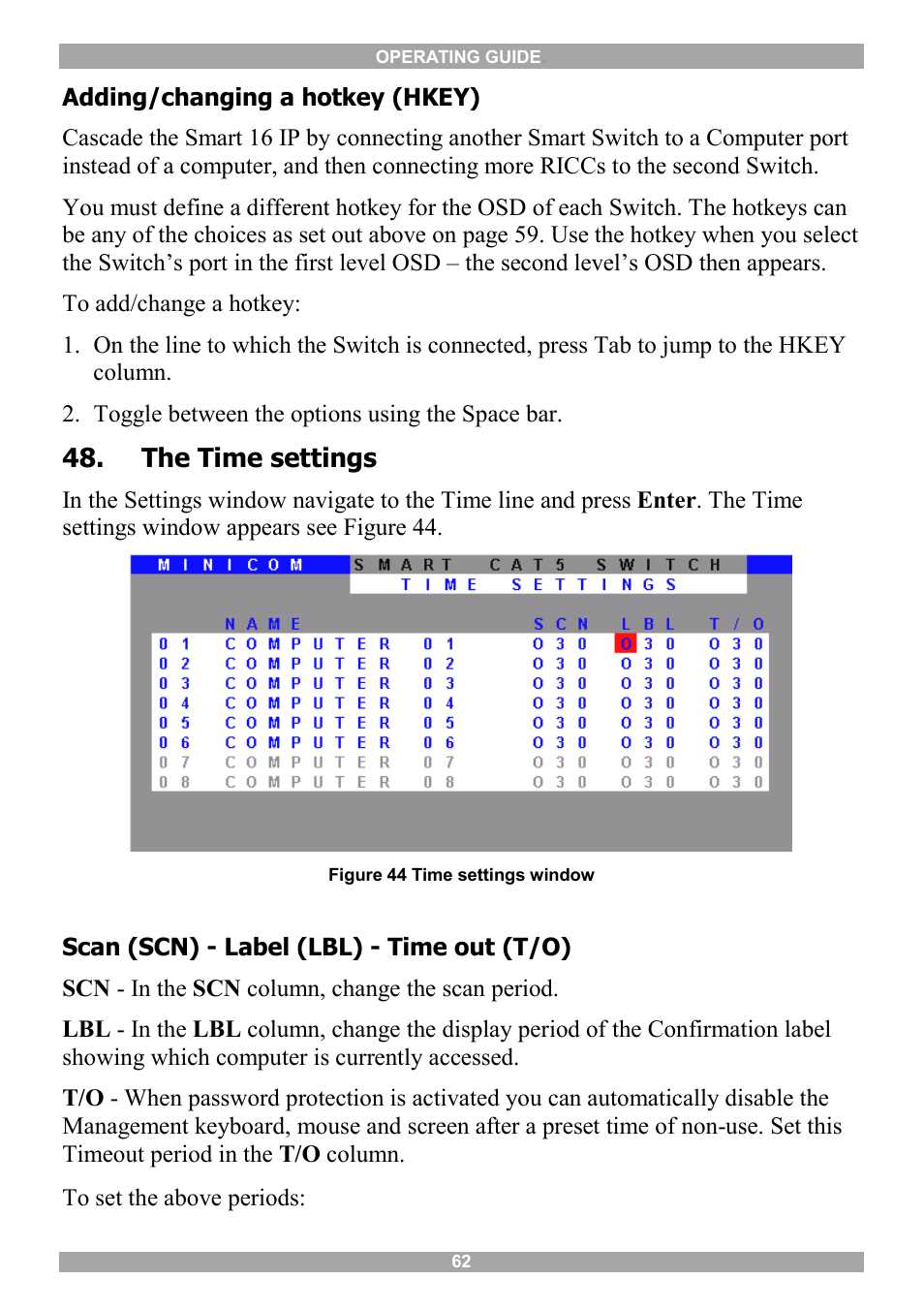 The time settings, Users | Minicom Advanced Systems 5UM20114 User Manual | Page 63 / 87