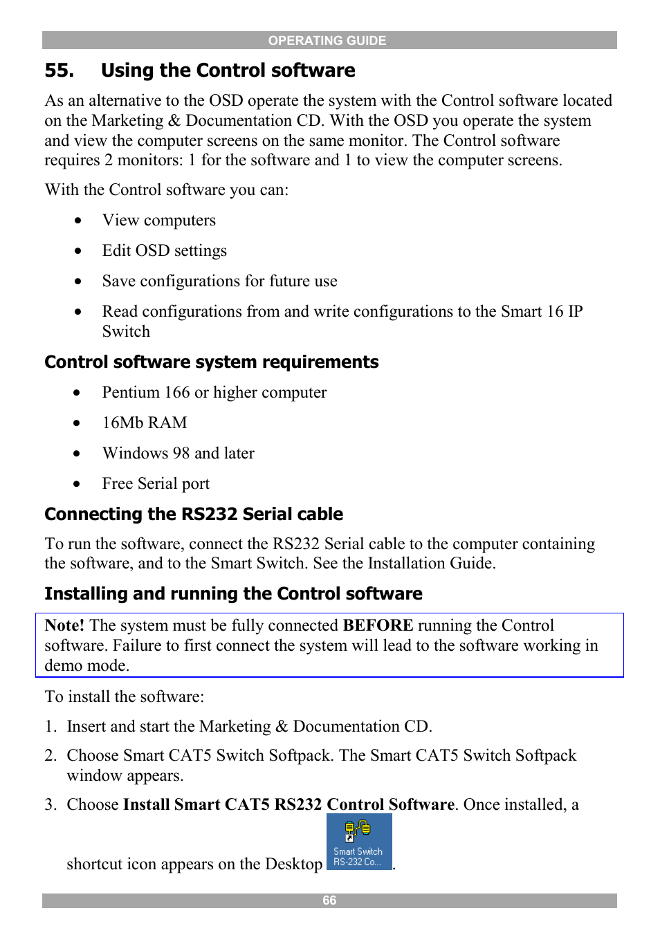 Using the control software, Upgrading the smart 16 ip firmware | Minicom Advanced Systems 5UM20114 User Manual | Page 67 / 87