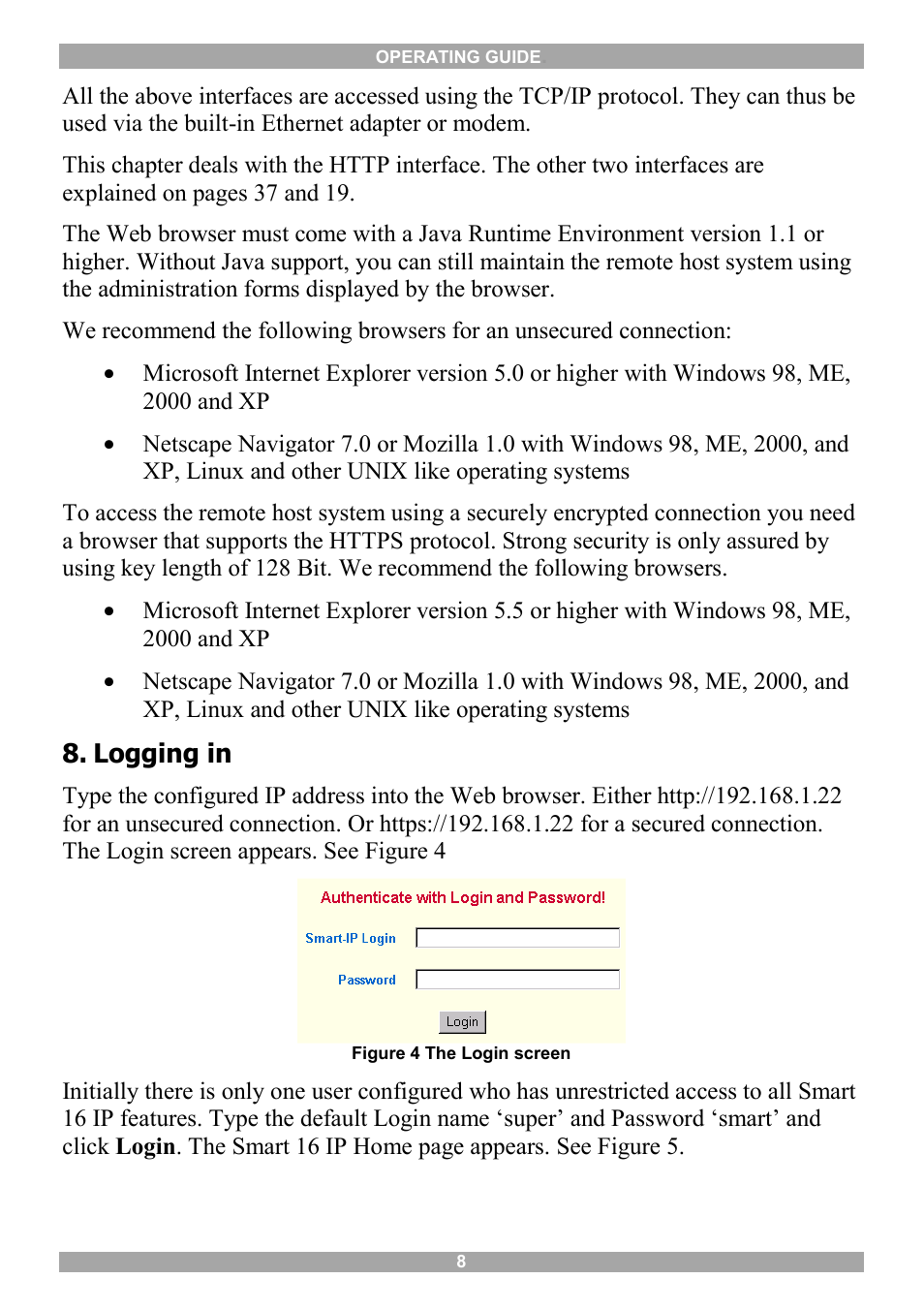 Logging in, Timeout | Minicom Advanced Systems 5UM20114 User Manual | Page 9 / 87
