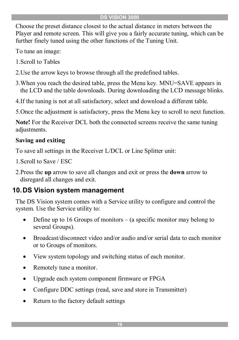 Ds vision system management | Minicom Advanced Systems 3000 User Manual | Page 20 / 44