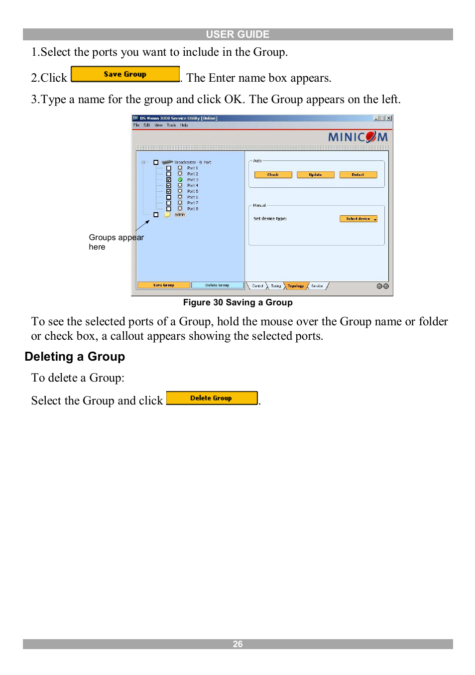 Deleting a group | Minicom Advanced Systems 3000 User Manual | Page 27 / 44