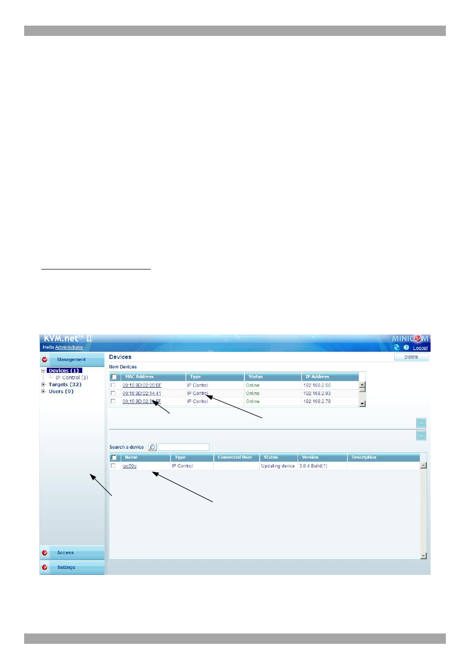 Network, Network parameters | Minicom Advanced Systems Central Management Appliance KVM.net II User Manual | Page 3 / 4