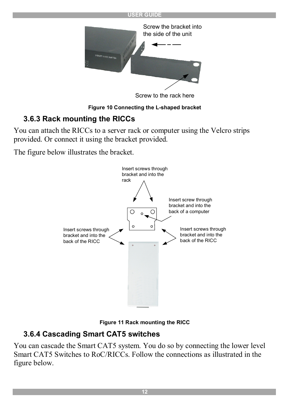 3 rack mounting the riccs, 4 cascading smart cat5 switches | Minicom Advanced Systems Smart CAT5 User Manual | Page 13 / 45