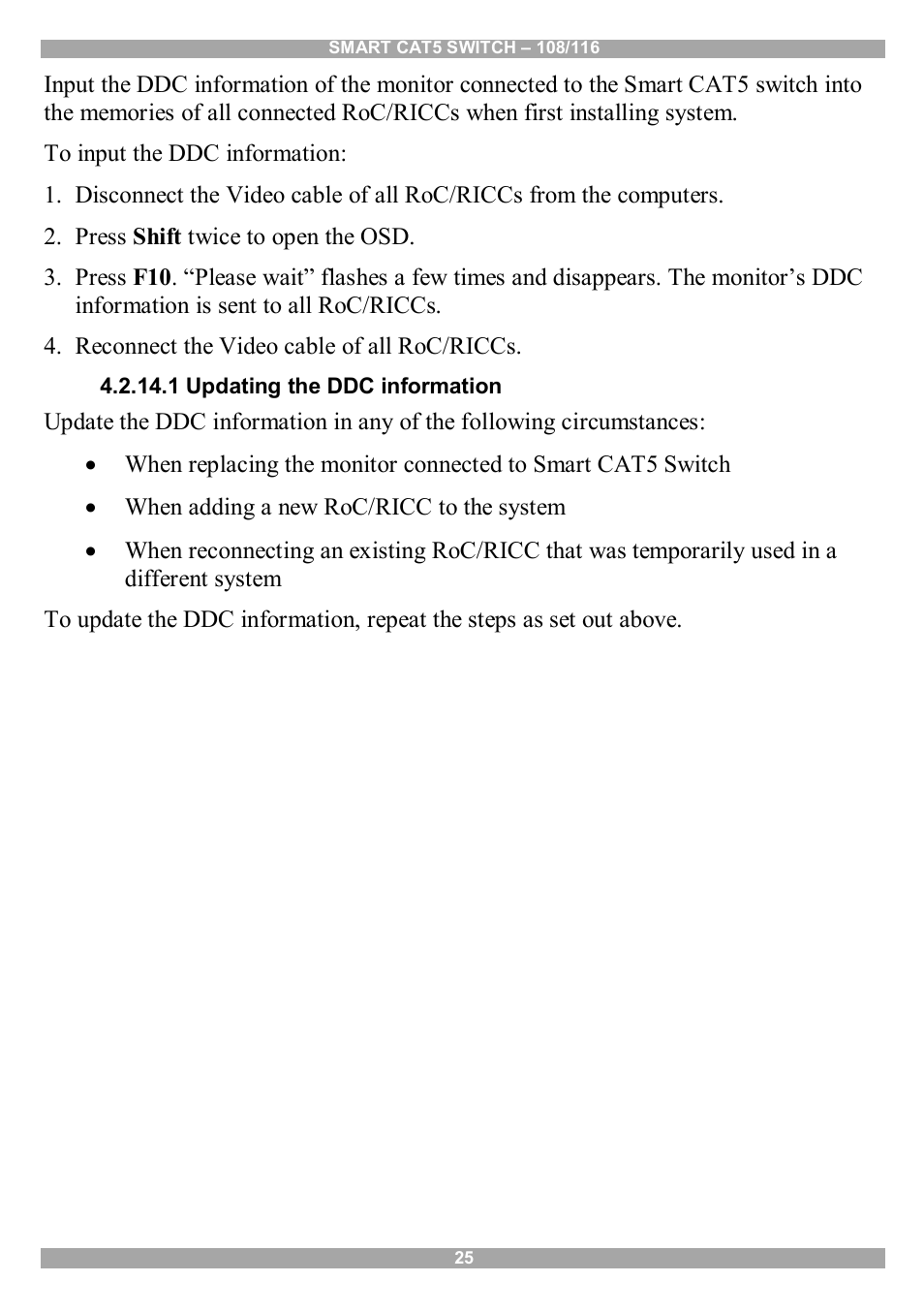 1 updating the ddc information | Minicom Advanced Systems Smart CAT5 User Manual | Page 26 / 45