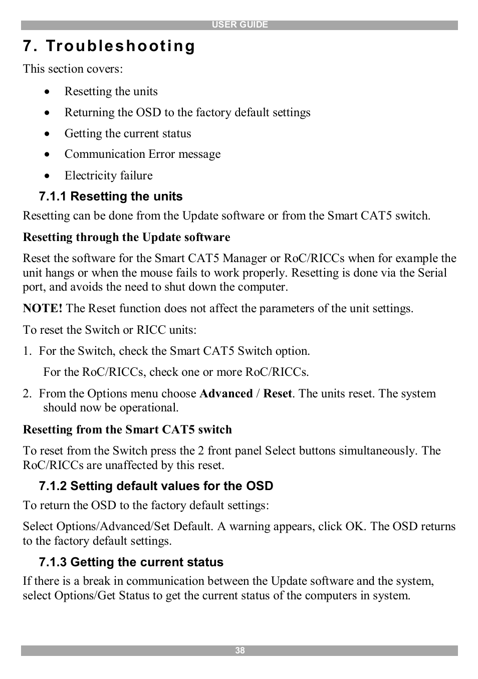 Troubleshooting | Minicom Advanced Systems Smart CAT5 User Manual | Page 39 / 45